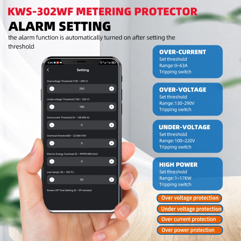 Tuya WiFi 8v1 Electrometer 170-270V/63A