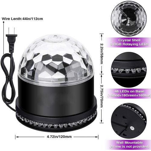RGB LED Křišťálová koule ES-01 - Otočné Disco Světlo