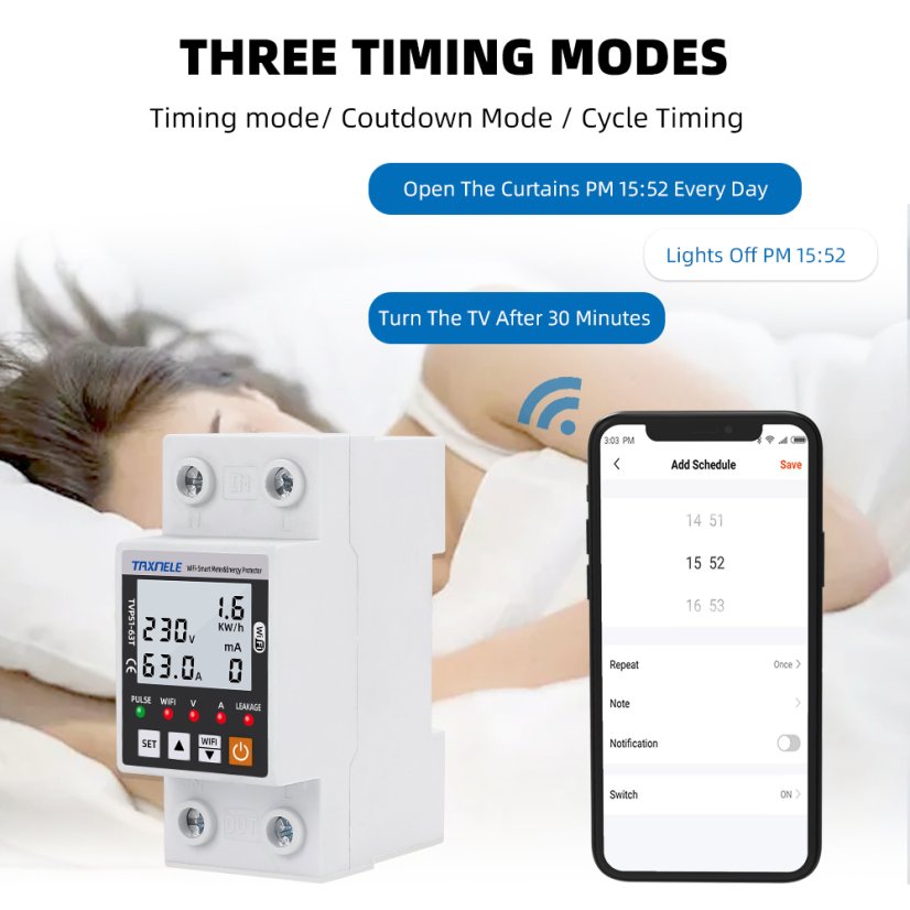 Inteligentní přepěťová a podpěťová ochrana TVPS1-63T s WiFi