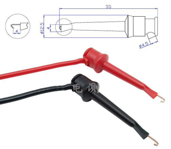 4mm Banana Measuring Cable with Hook - 0.5m