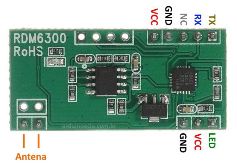 RFID čtečka RDM6300, 125KHz, EM4100, UART výstup