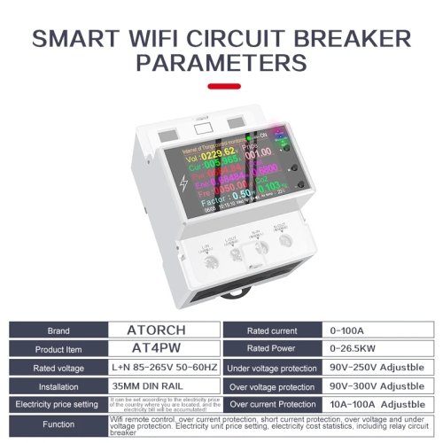 Chytrý WiFi elektroměr AC 220V 100A AT4P
