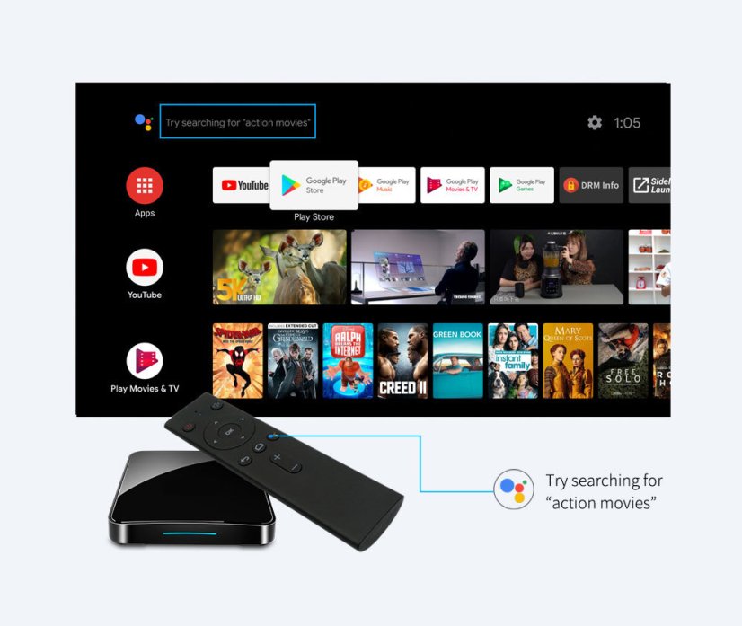 MECOOL KM3 ATV s Android TV 9 Pie - Google Certifikované, S905X2, 4GB RAM, 64GB