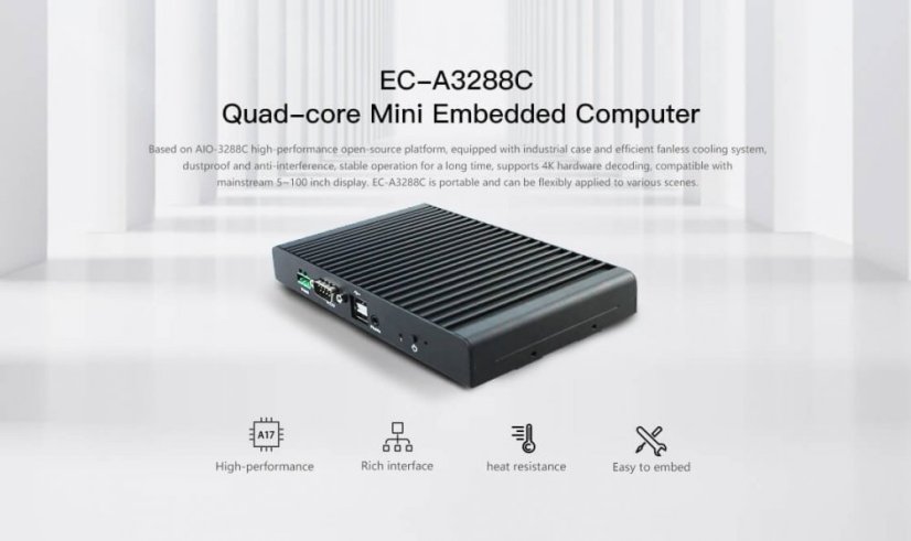 Průmyslový Android ARM počítač EC-A3288C 2G/8G