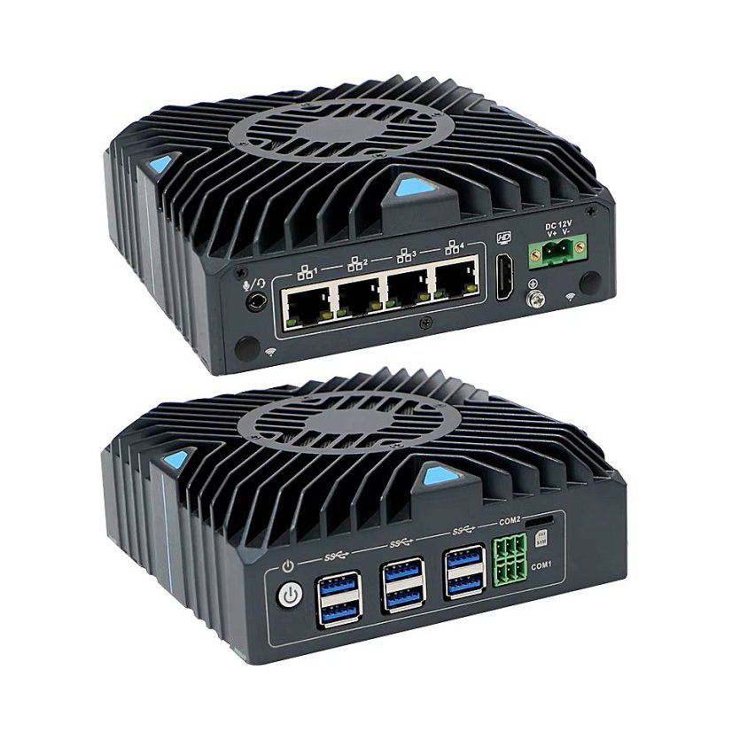 N312F Bezventilátorový mini firewall PC, 4×Gigabit LAN, HDMI/DP, USB 3.0