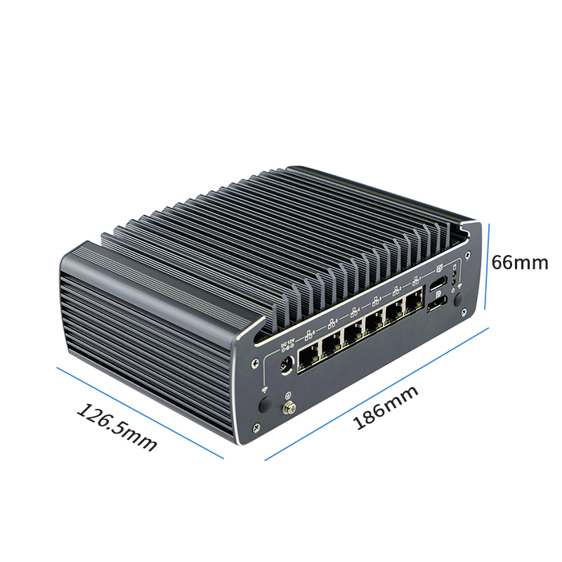 Nano N3061, 6 LAN, bez ventilátorů, průmyslový barebone počítač