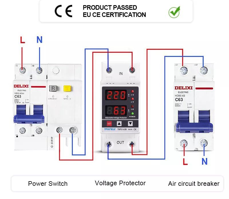 Relé TVPS1-63C pro přepěťovou ochranu, DIN