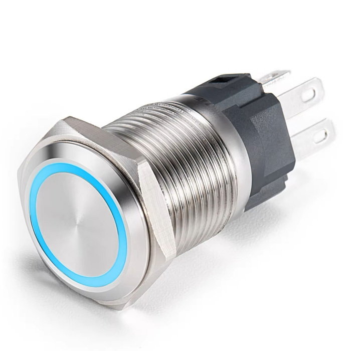 LED Tlačítkový spínač 12V, 20A, 22mm, IP67 - Bez symbolu