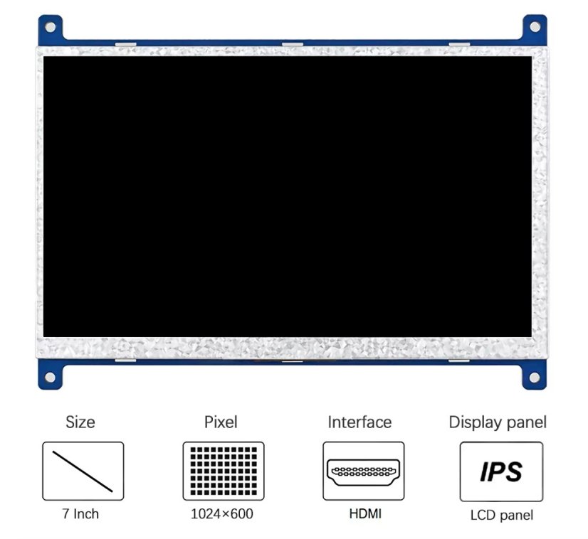 7" IPS 1024x600 HDMI LCD Display Module for Raspberry Pi | WKS70WSV023 - Model: WCT