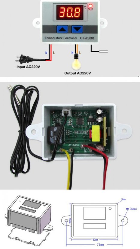 Electronic Thermostat XH-W3001 -50 to 110°C for Heating and Cooling