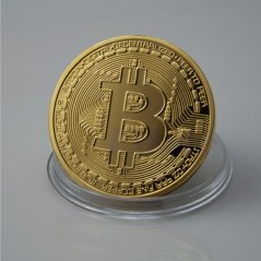 Zlatá bitcoinová mince 40 mm