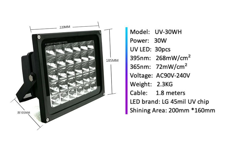 365nm UV LED Lampa na Vytvrzování