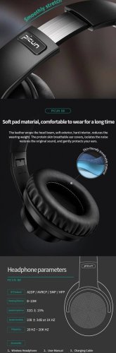 B8 skládací Bluetooth sluchátka s mikrofonem - Stereo, bezdrátová, perfektní zvuk - Barva: Černá