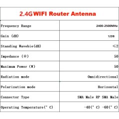 2.4/5GHz, 9dbi, 390mm WiFi anténa