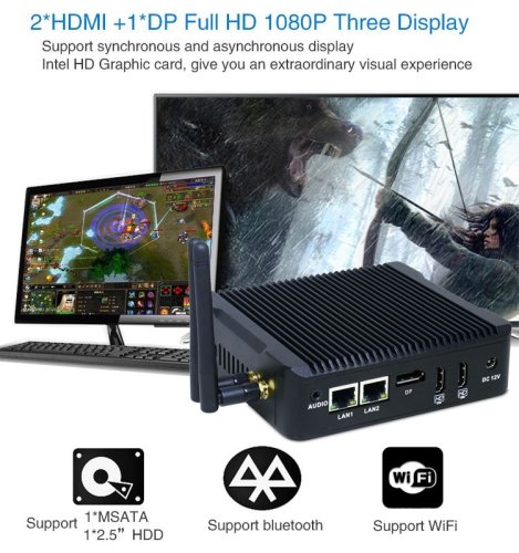 N5-Plus J3710 Průmyslové Mini PC - 4GB RAM, 120GB SSD, Fanless
