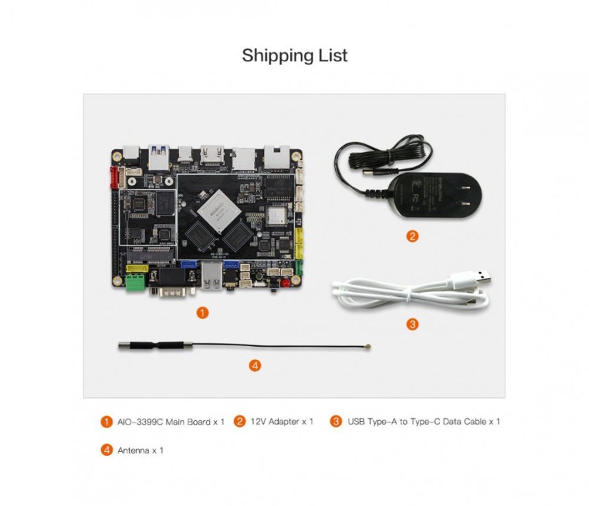 AIO-3399C Quad-Core High Performance Board - Memory: 4GB/32GB