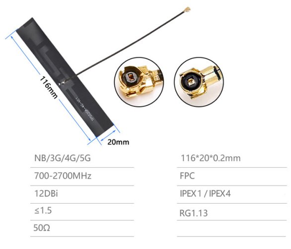WR-010 4G CDMA LTE gsmNB-IOT3 12dBi Interní FPC Anténa