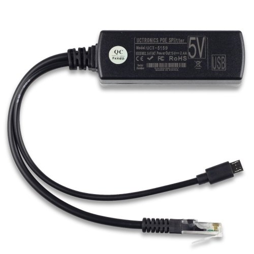 Micro USB PoE Splitter 48V na 5V 2.4A pro Raspberry Pi a tablety