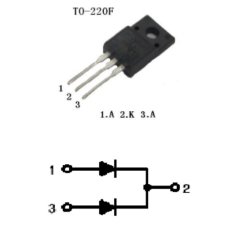 Schottky dioda 2CZ20100 100V 20A TO220, MBR2060