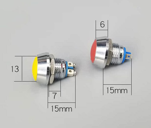 12mm, 3A, IP66, button switch – soldering - Color: Green, Material: Brass