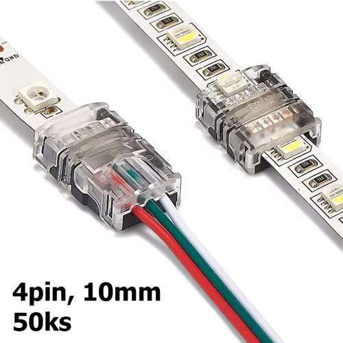 50ks 4pinový konektor pro 10mm LED RGB pásek 5050 - Model: Strip-to-strip - QJ-SE-N10BB-4