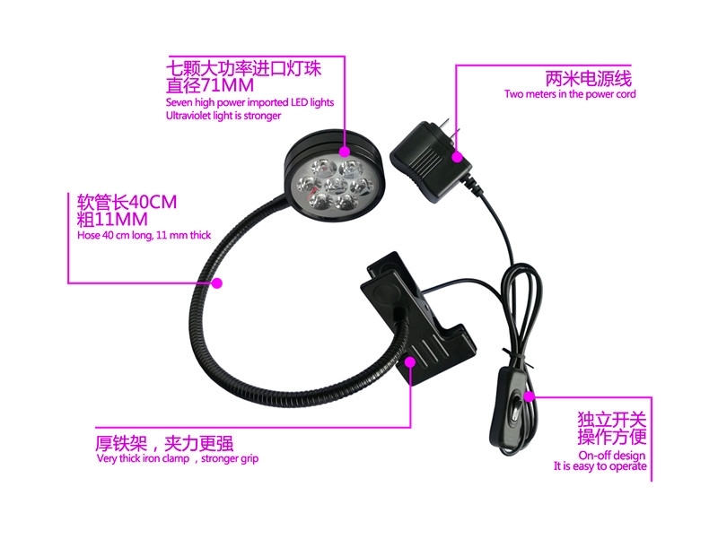 WH7 - 7W, 395nm Stolní UV Lampa pro Vytvrzování