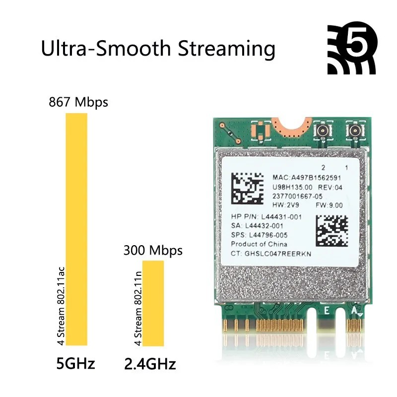 Realtek RTL8822CE M.2 NGFF síťová karta s Bluetooth 5.0