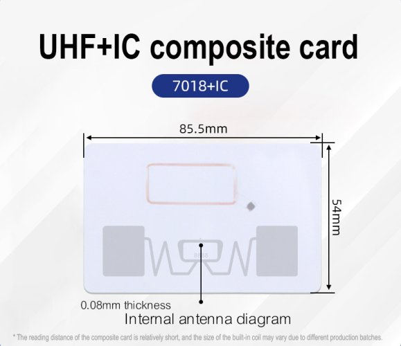 UHF RFID 915MHz ISO 18000-6C dvojfrekvenční bezpečnostní karta