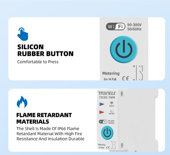 63A 1P+N WIFI Smart Switch a Elektroměr KWh - Model: TXCB2-TWM