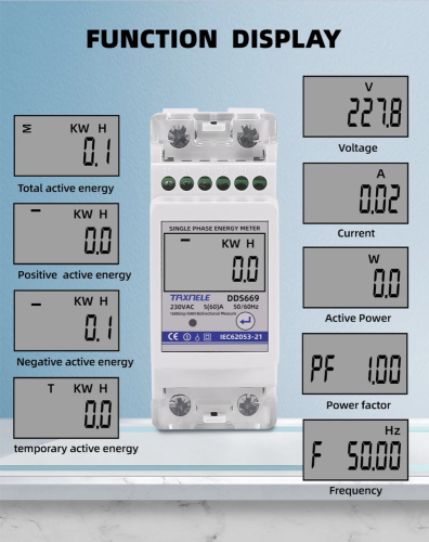 DDS669 Jednofázový měřič energie SDM230-Modbus na DIN lištu