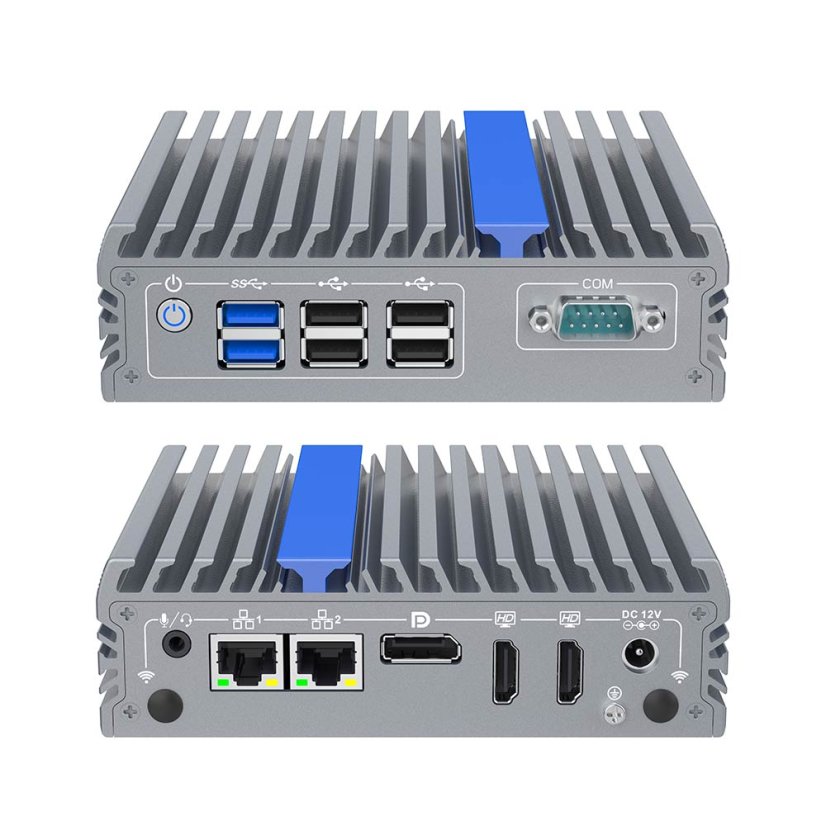IEXP-302, J3710 průmyslové mini PC, bezventilátorové, 12V, Barebone