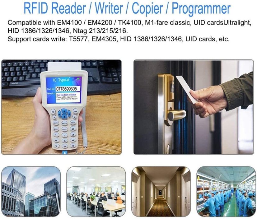 300CD Handheld RFID Chip and Card Reader with Duplication