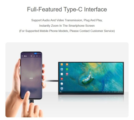 11.6" kapacitní dotykový displej, In-Cell, 1768×828, HDMI/Type-C