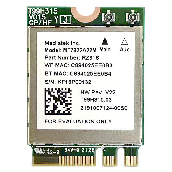 MediaTek MTK7922 M.2 WiFi 6E Karta s Bluetooth 5.2 MediaTek MTK7922 M.2 WiFi 6E Karta s Bluetooth 5.2