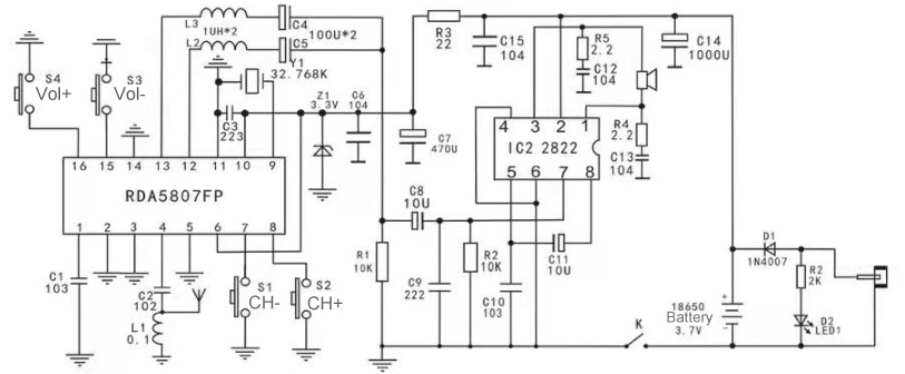 RDA5807FP FM stereo rádio IC SOP-16