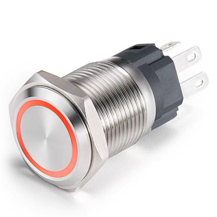 LED Tlačítkový spínač 12V, 20A, 22mm, IP67 - Bez symbolu