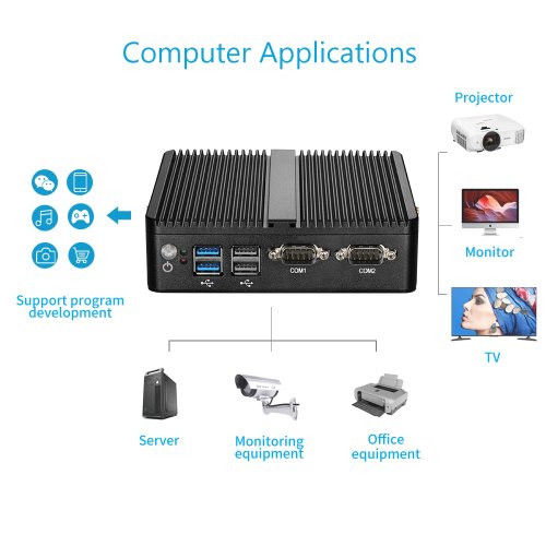 M2122 J6426 Průmyslové Mini PC - Barebone, Bezventilátorové