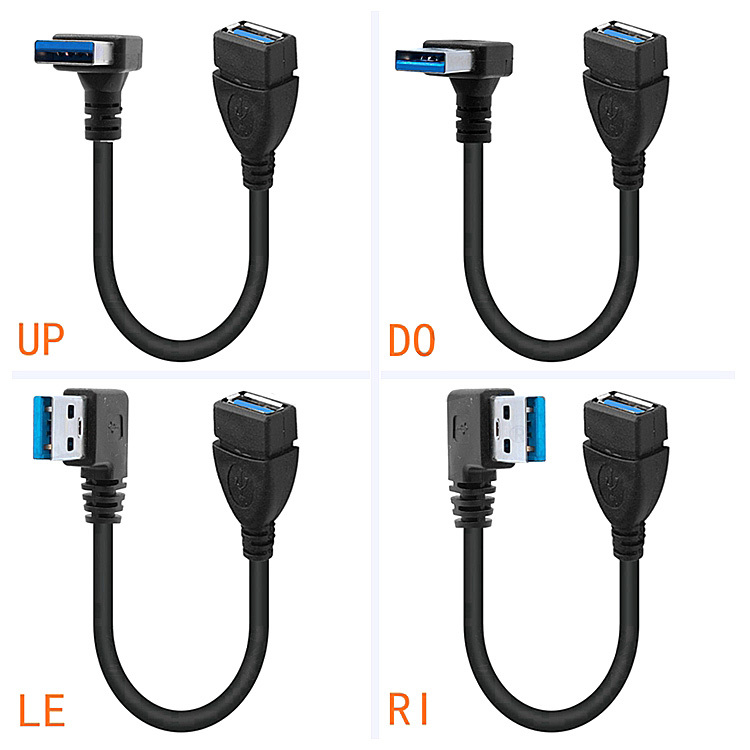 USB 3.0 prodlužovací kabel, samec-samice, zahnutý