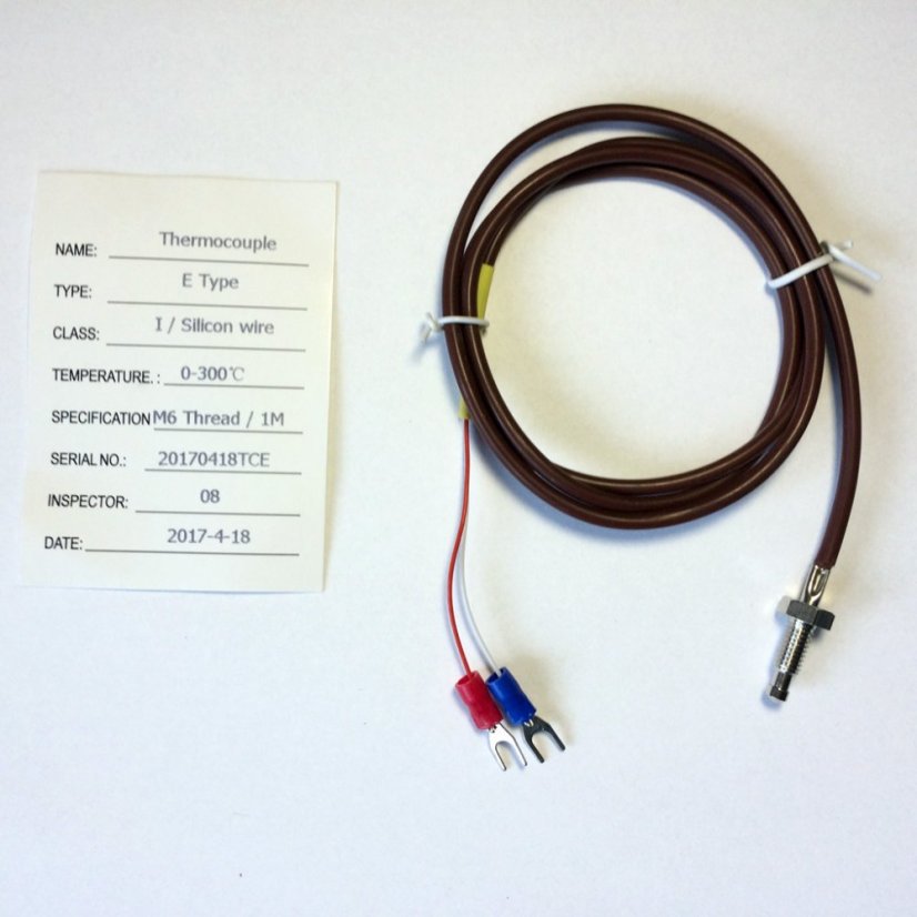 Type E Thermocouple Temperature Sensor with M6 Thread and Silicone Cable