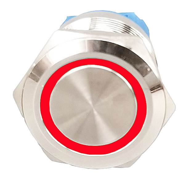 LED tlačítkový spínač 12-24V, 3A, 19mm, IP66