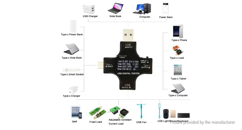 Multifunctional USB Tester USB-C, PD, QC 45W - Fast Charging and Performance Monitoring