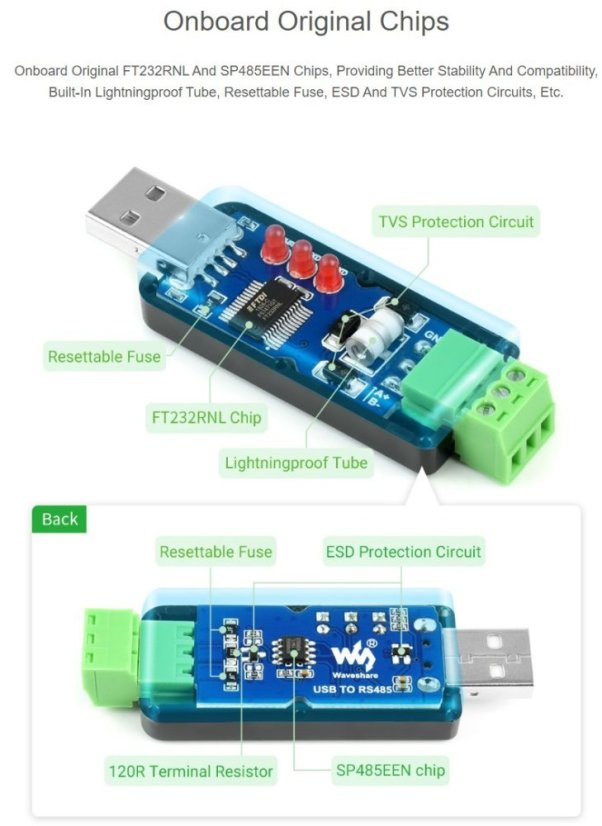 Obousměrný USB na RS485 převodník - FT232RNL - 17286