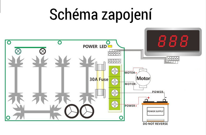 CCM6DS-T 12V-80V 30A LCD PWM Regulátor pro DC Motory
