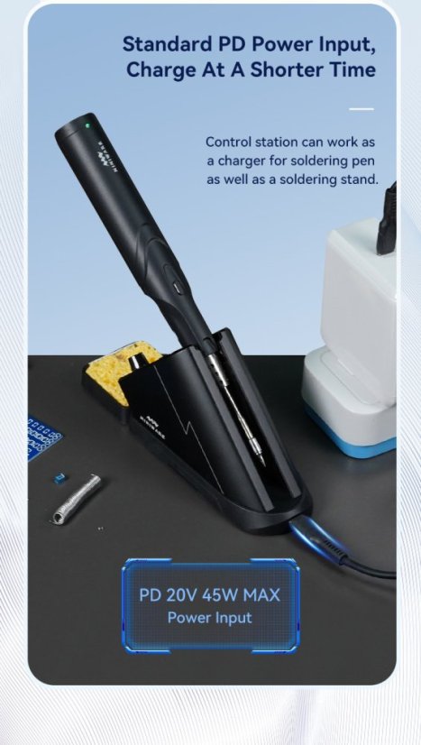 Bezšňůrová digitální pájecí stanice TS1C s OLED displejem