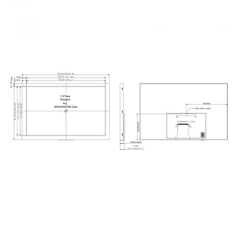 7" TFT Display DBT070AIV30L8-B