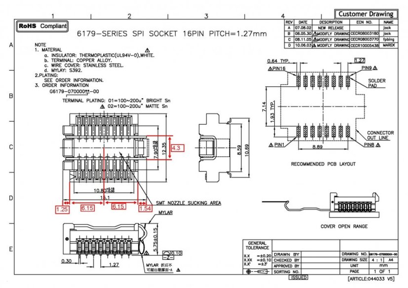 Test Socket SPI Flash SMT 16 Pin