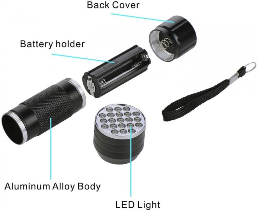 SV021 21 UV LED flashlight 2W - Effective UV torch with 21 LEDs