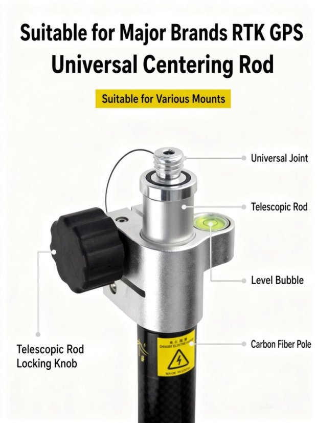 Univerzálna RTK GPS meracia tyč z uhlíkových vlákien