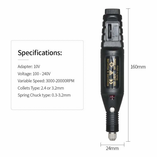DM-230 Mini bruska s nastavitelnou rychlostí 6000-15000rpm