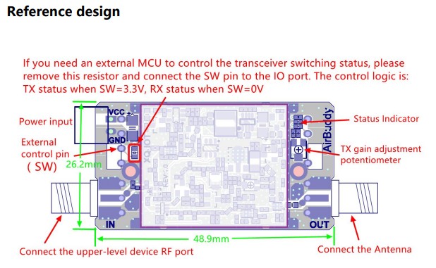 AB-IOT Obousměrný Signálový Zesilovač Nastavitelný Zisk SMA
